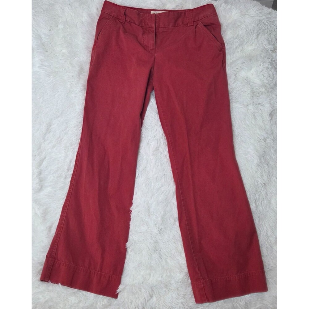 J.Crew Classic Twill Chino Pants Womens 8R Red Straight Leg Casual Preppy